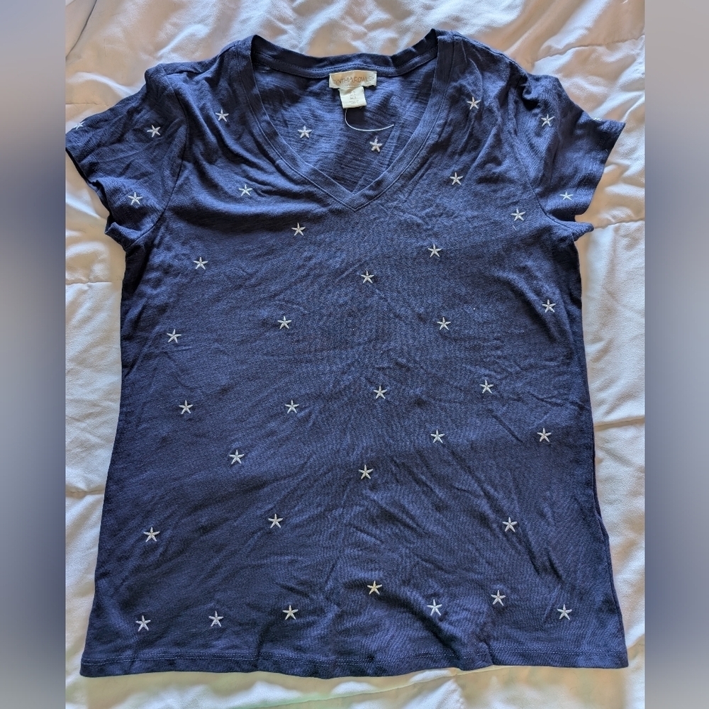 Cynthia Rowley Blue Starry Short Sleeve T Shirt